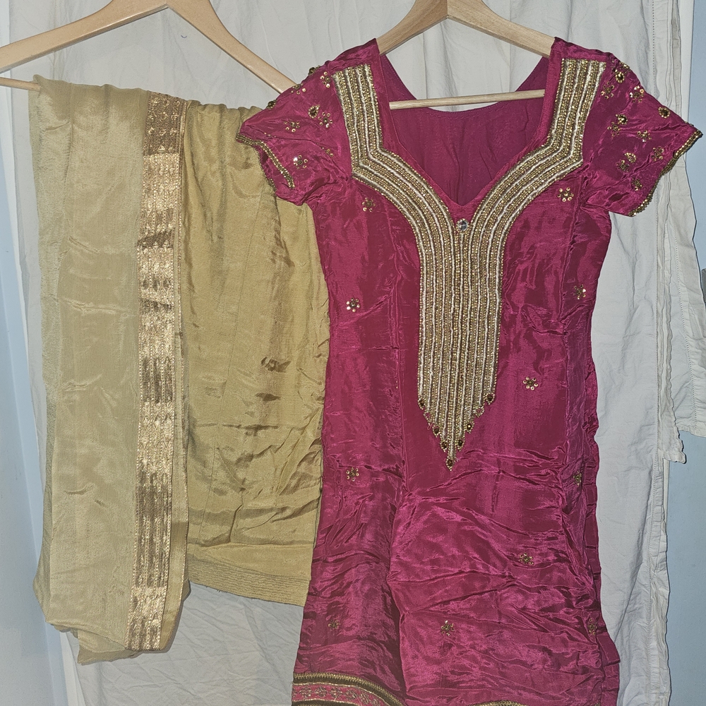 Elegant Pink and Gold Kids Formal Dress